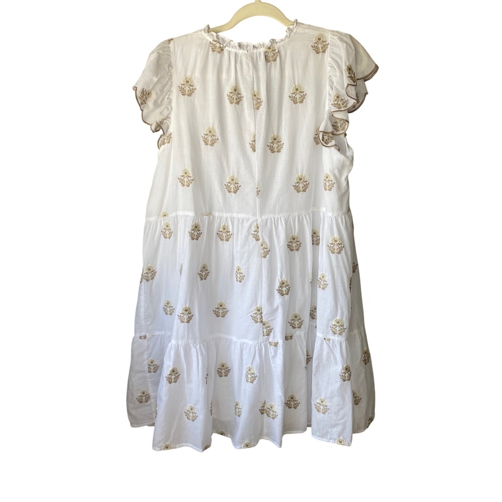 Belle Isle by Torrid White Embroidered Floral Tiered Babydoll Dress Size 00 M/L - Picture 2 of 10